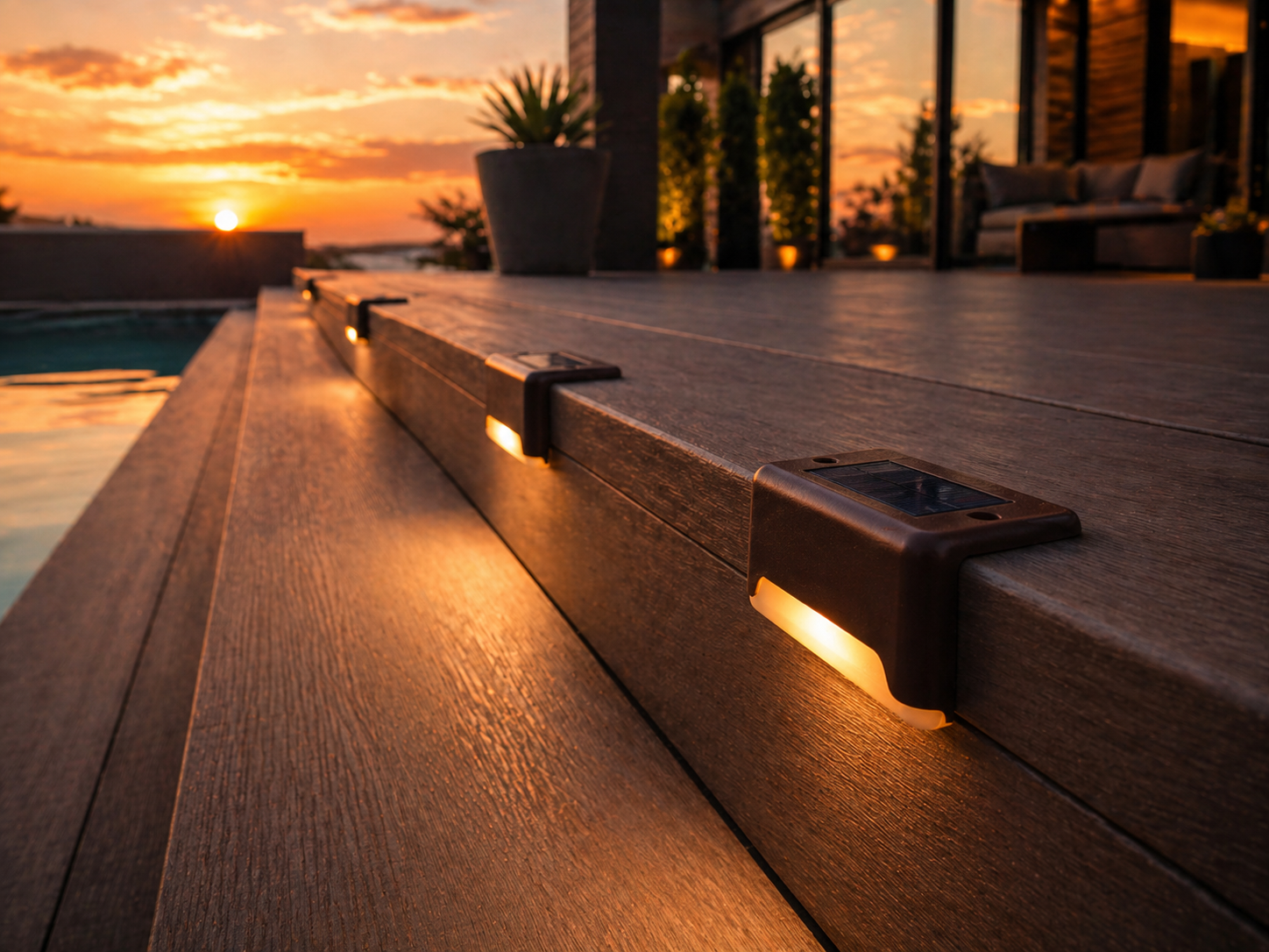 Solar LED Deck & Step Lights for Outdoor Steps, Patios, and Pathways
