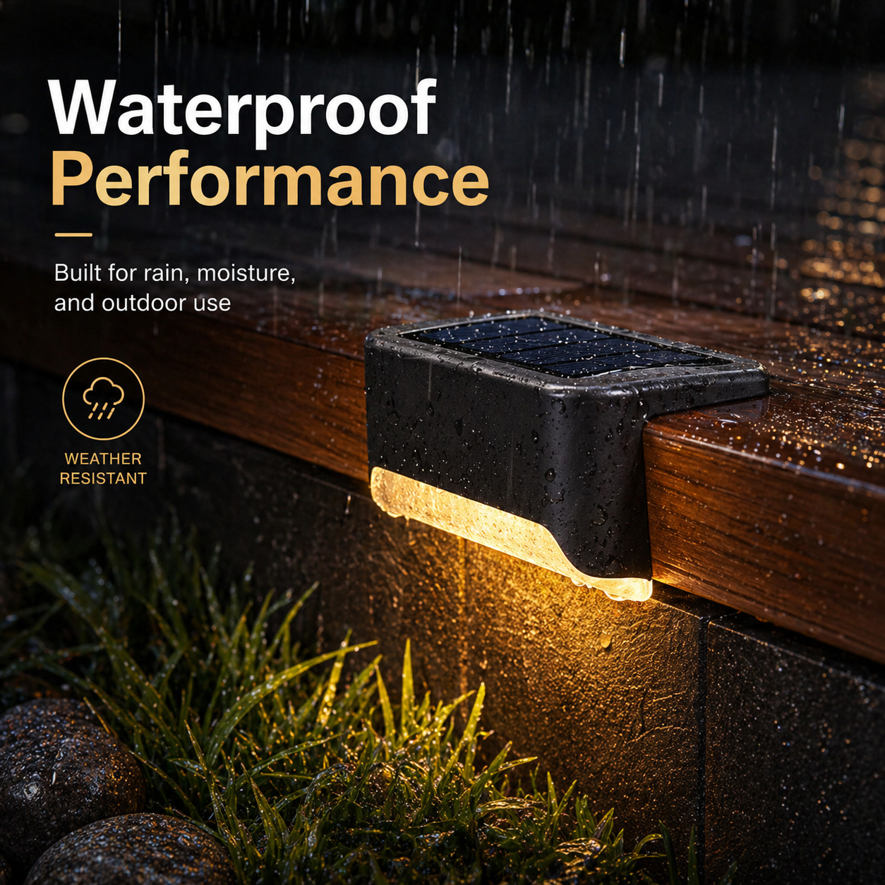 Solar LED Deck & Step Lights for Outdoor Steps, Patios, and Pathways