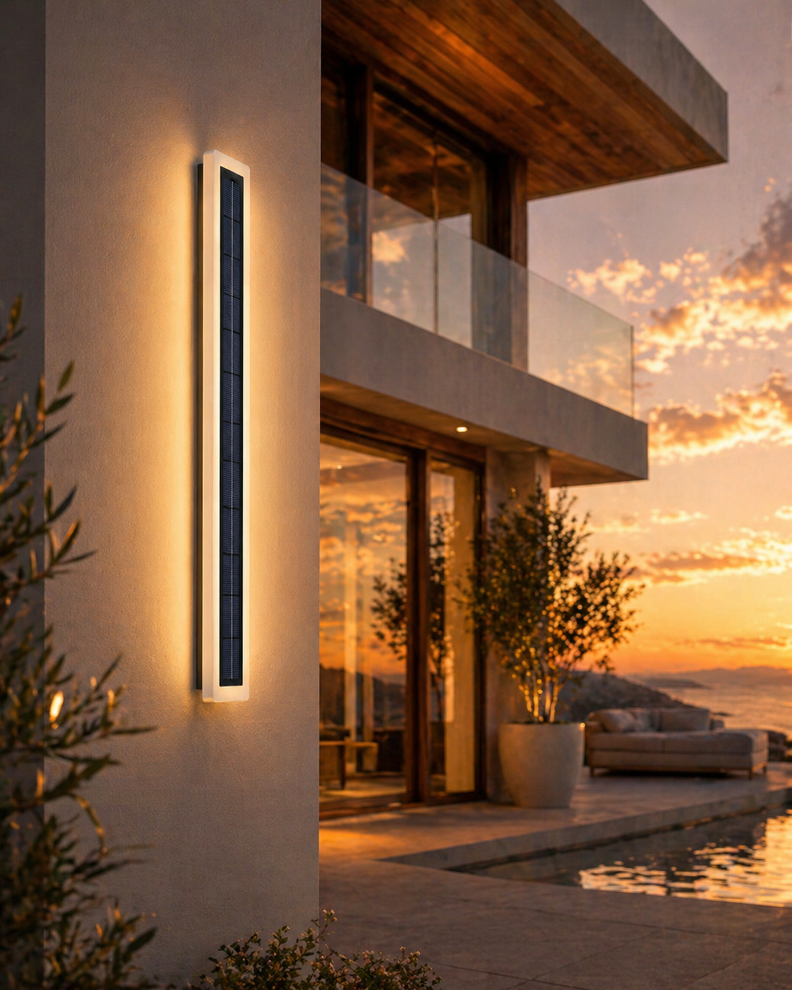 Modern Solar Wall Light with Acrylic Lampshade for Porch, Patio, and Entryway
