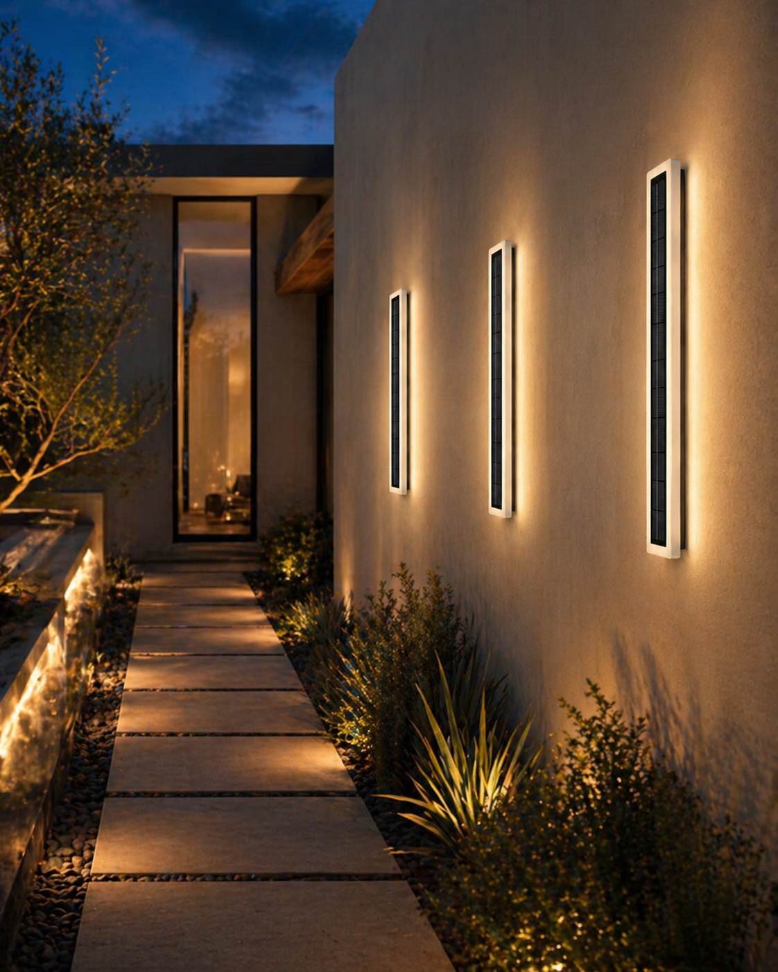 Modern Solar Wall Light with Acrylic Lampshade for Porch, Patio, and Entryway