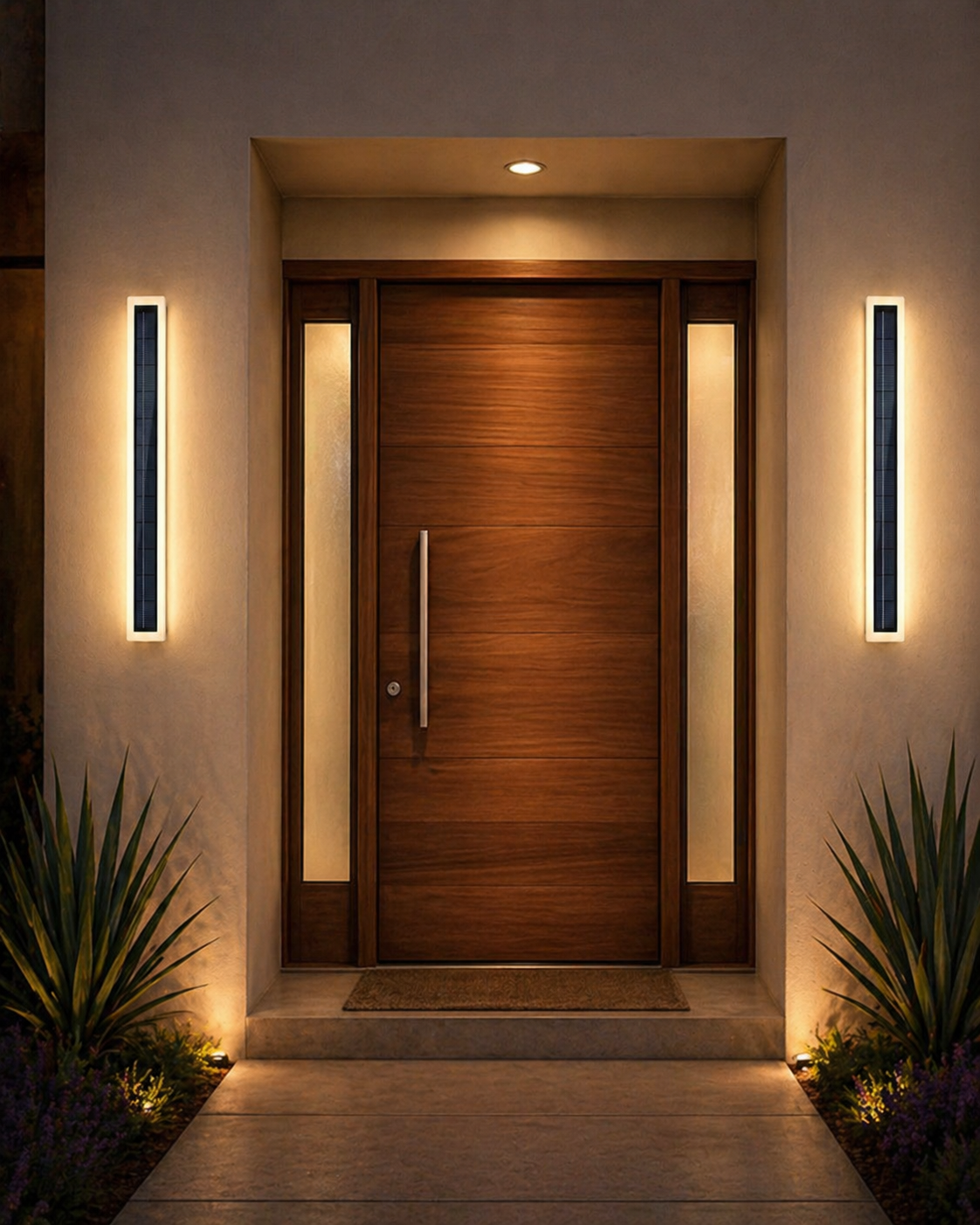 Modern Solar Wall Light with Acrylic Lampshade for Porch, Patio, and Entryway